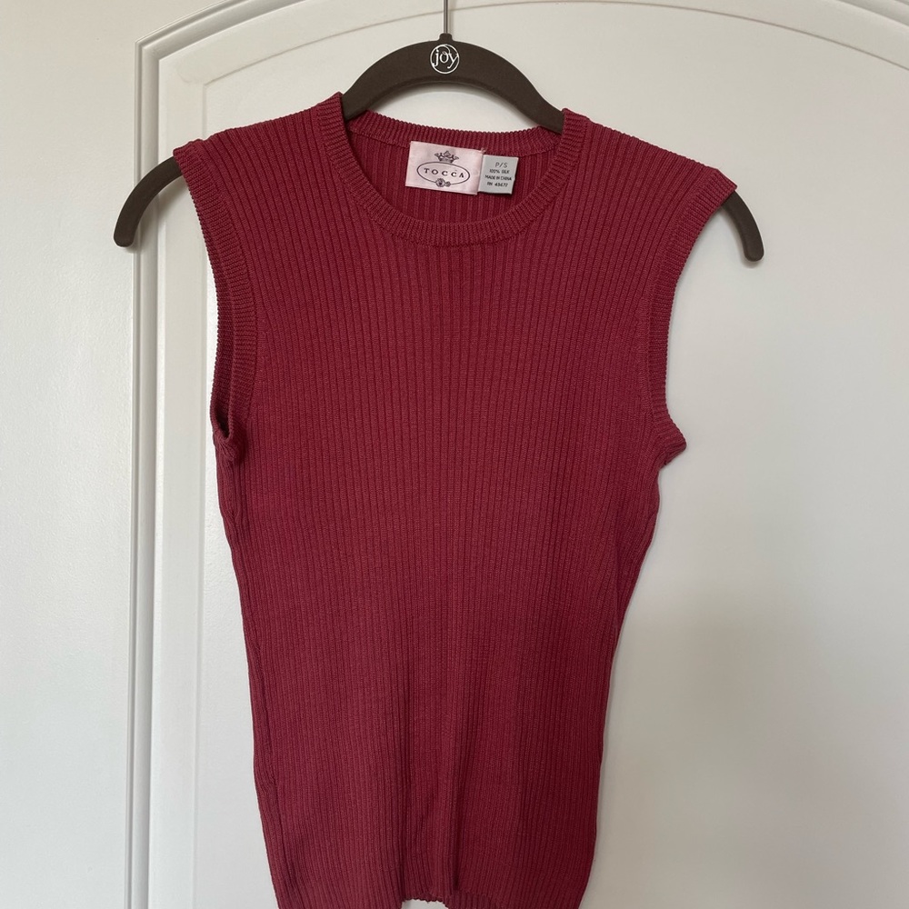 Tocca Deep Rose Ribbed Cardigan Set - Picture 3 of 5